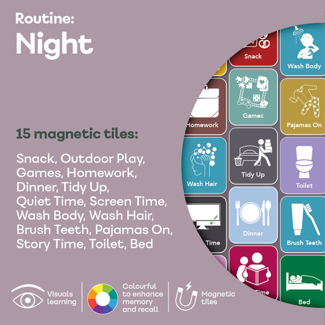 Night Routine Magnetic Tiles | Organise Bedtime & Evening Activities ...