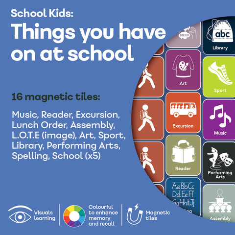 ADD ON SET: School Kids: Things you have on at school (16 Tiles)