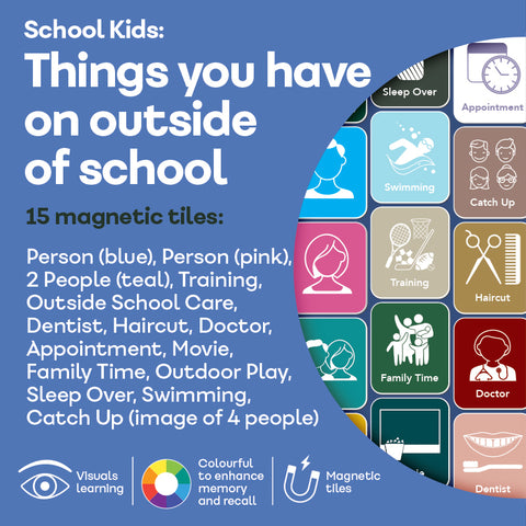 ADD ON SET: School Kids: Things you have on outside of school (15 Tiles)