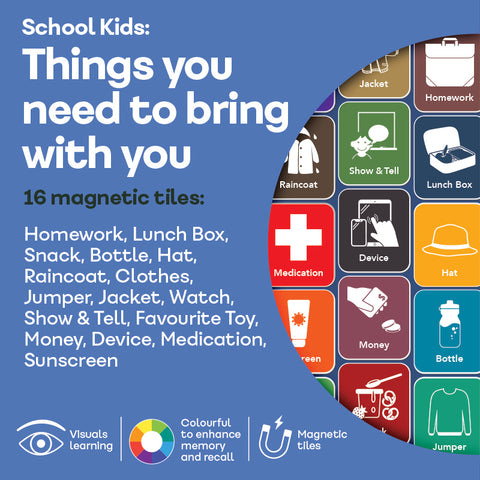 ADD ON SET: School Kids: Things you need to bring with you (16 Tiles)