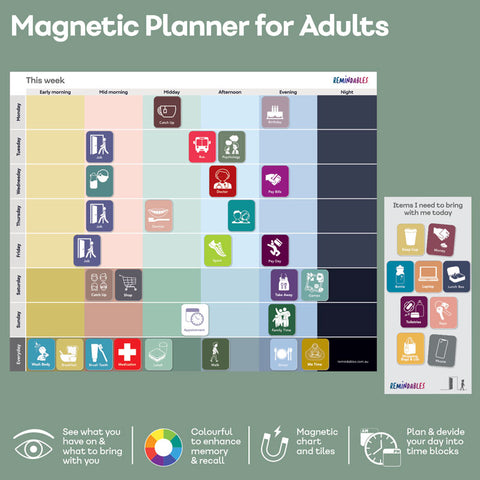 Magnetic Planner for Adults (60 Tiles+Chart)